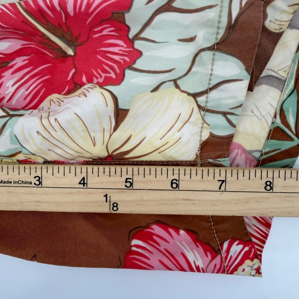 Polo Ralph Lauren Swim Trunks Men L Brown Hibiscus Floral Cargo Board Shorts‎